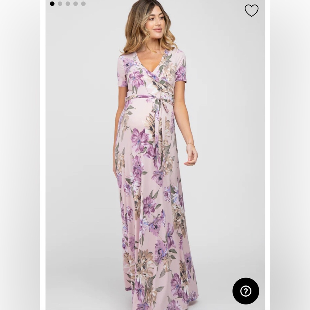 Pinkblush Lavender Floral Waist Tie Wrap Maternity maxi dress